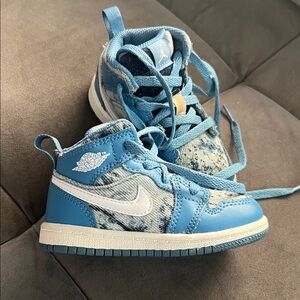 Worn Nike Kids Denim Sky Blue and White Sneakers